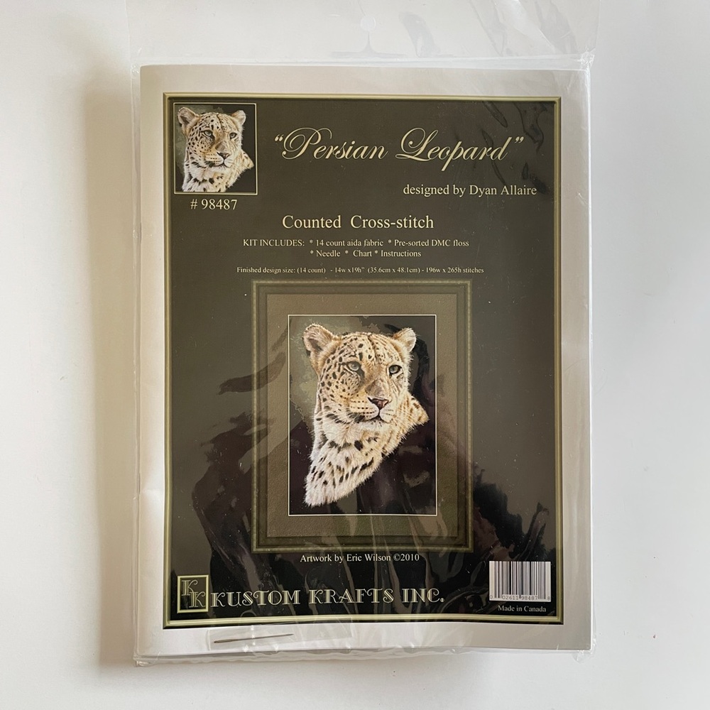 Kustom Krafts Persian Leopard Cross Stitch Kit 98487 Eric Wilson Wild Big Cat⁠